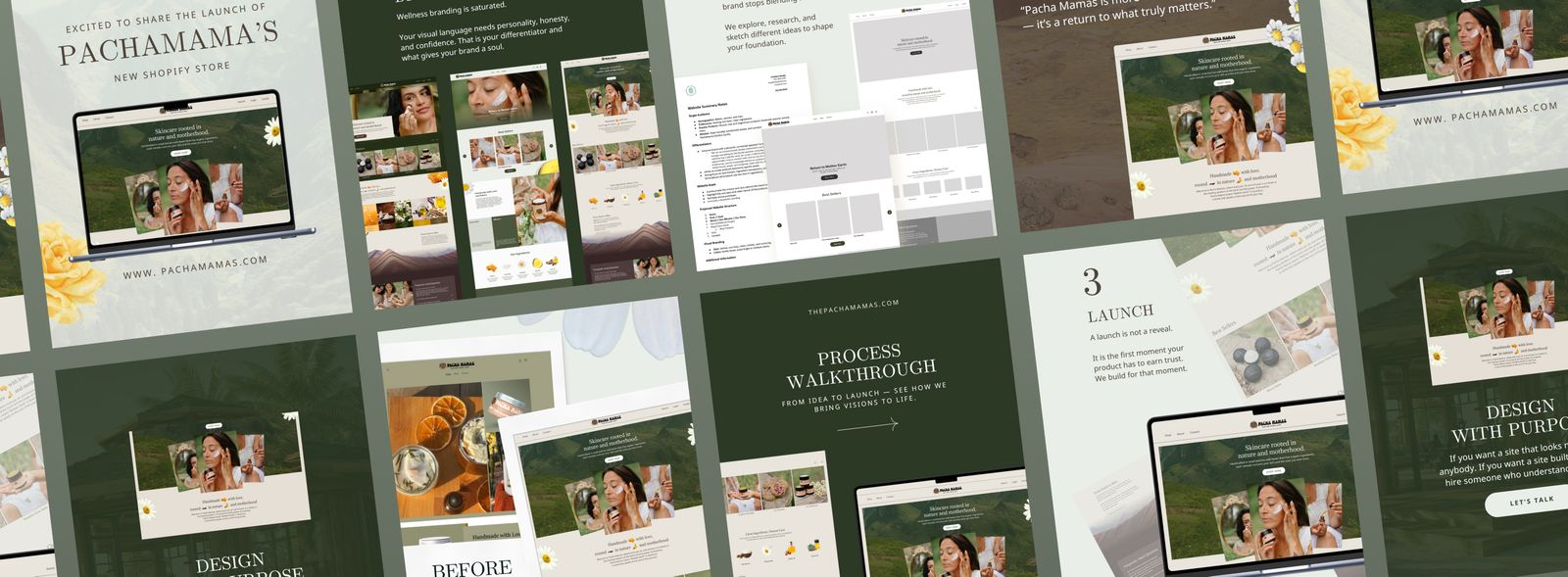 Graphic Design, pachamamas launch and process graphics