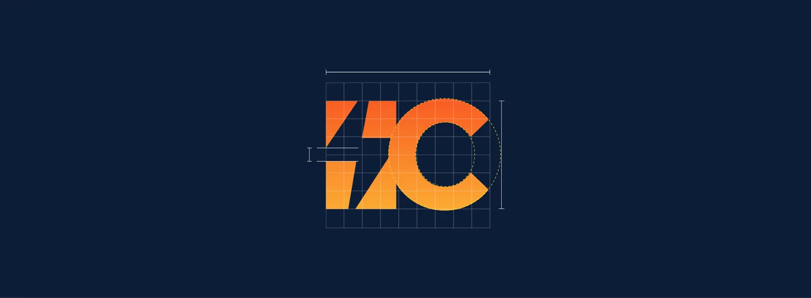 The ICelerate mark on a construction grid: an orange I and C on navy
