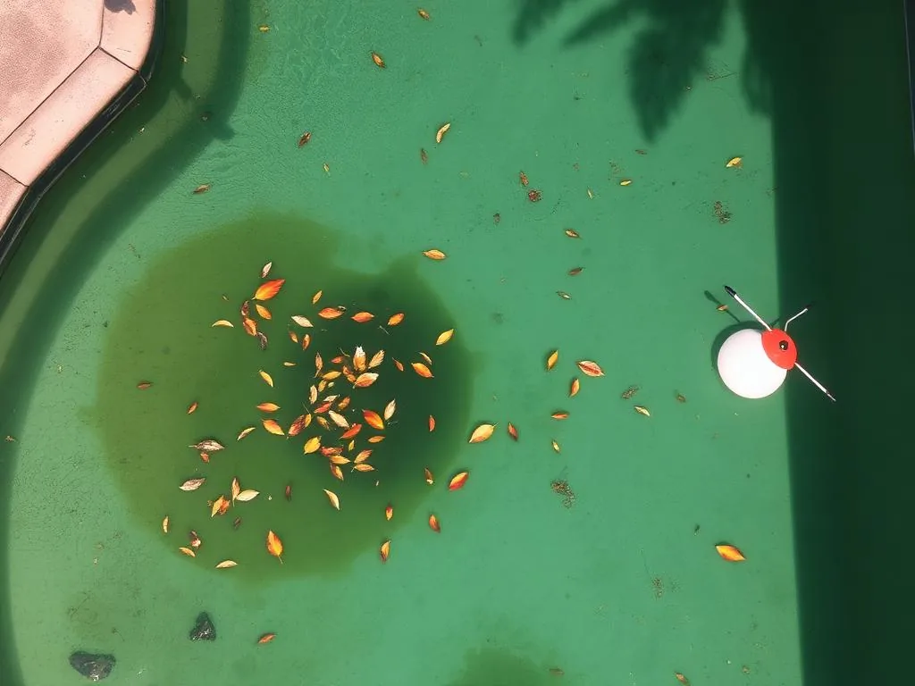 A green pool before a visit